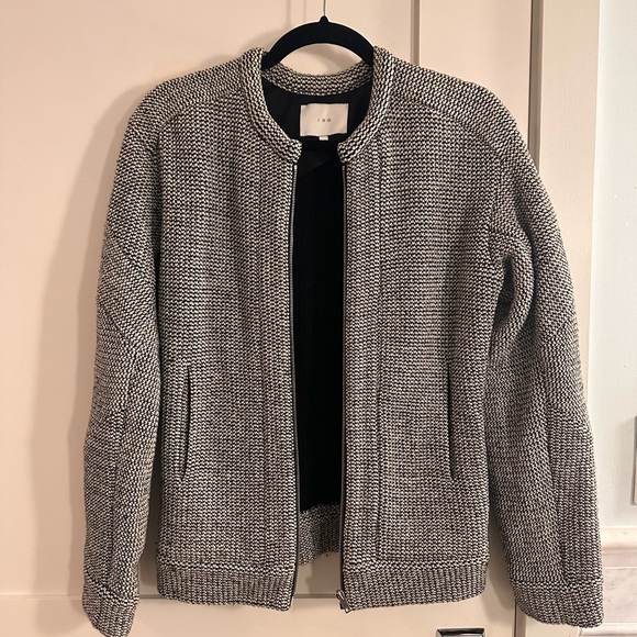 IRO Jacket Black and White Zip-Up Sweater - Picture 1 of 3